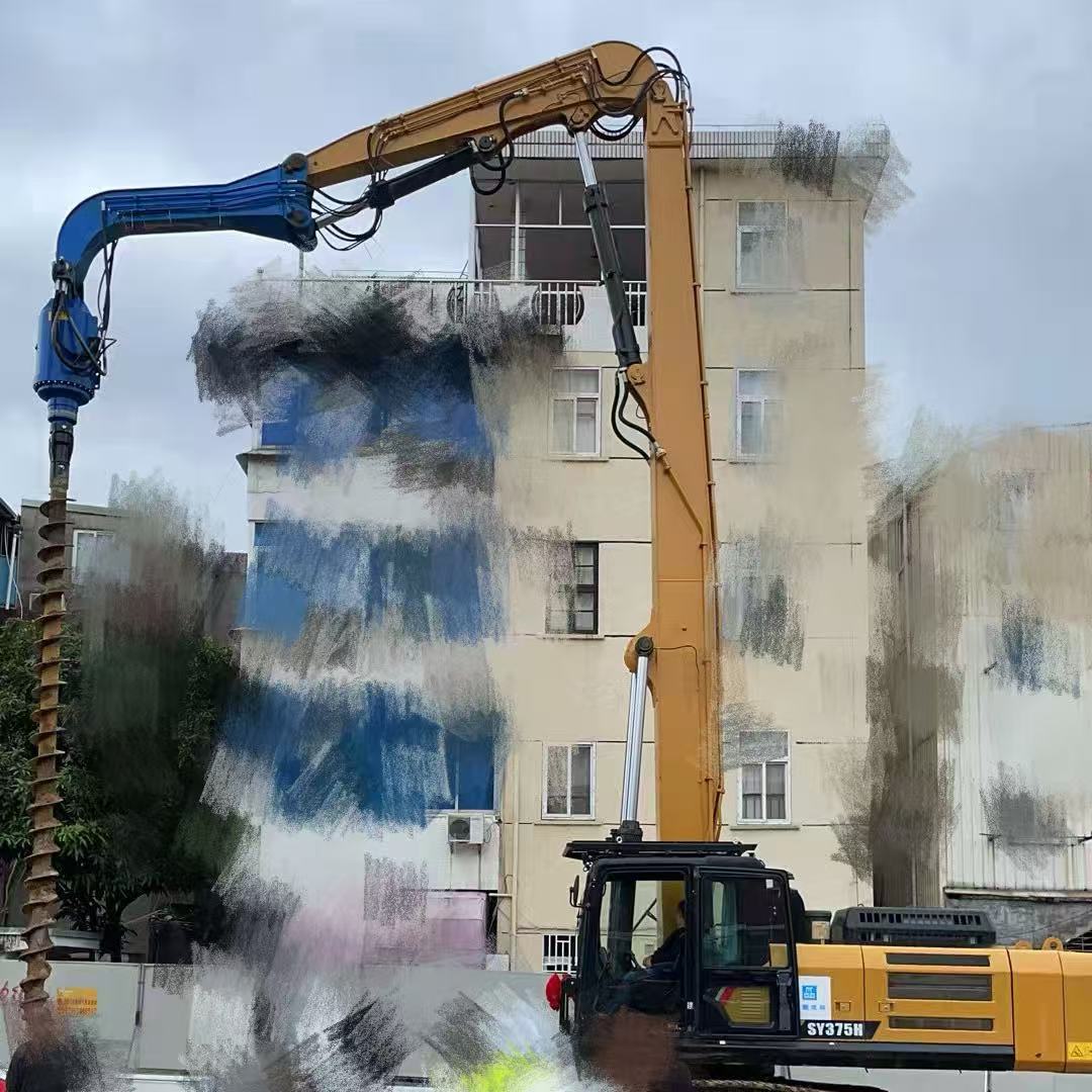 Braço de cravação de estacas SY375 para escavadeiras de alta resistência, personalizado para projetos de fundações.